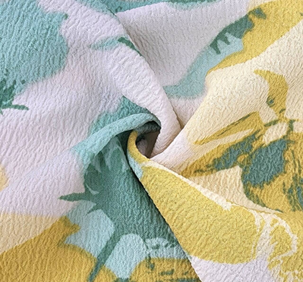 1 Yard Poly Bubble Textured Green Fabric 58/60" Wide, Lightweight & Crinkle Woven Material